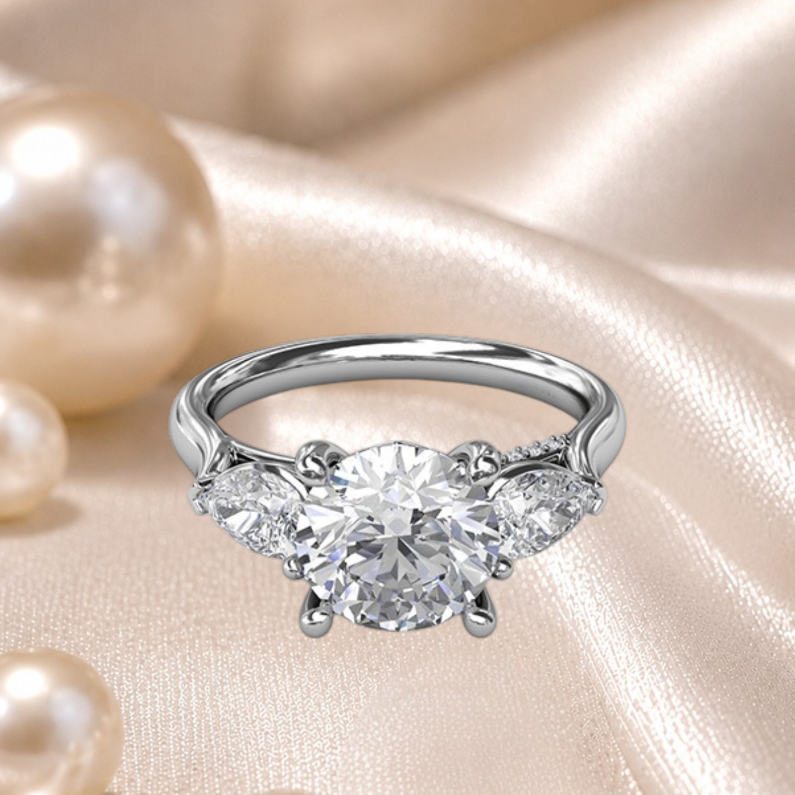 14K White Gold IGI Certified Lab Grown Diamond Engagement Ring 3.60 CT Round Cut