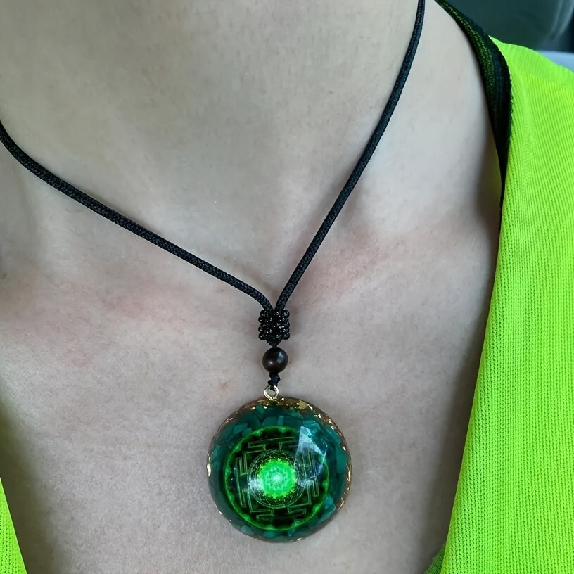 Malachite Orgone Necklace Green Crystal Healing Spiritual Protection Pendant
