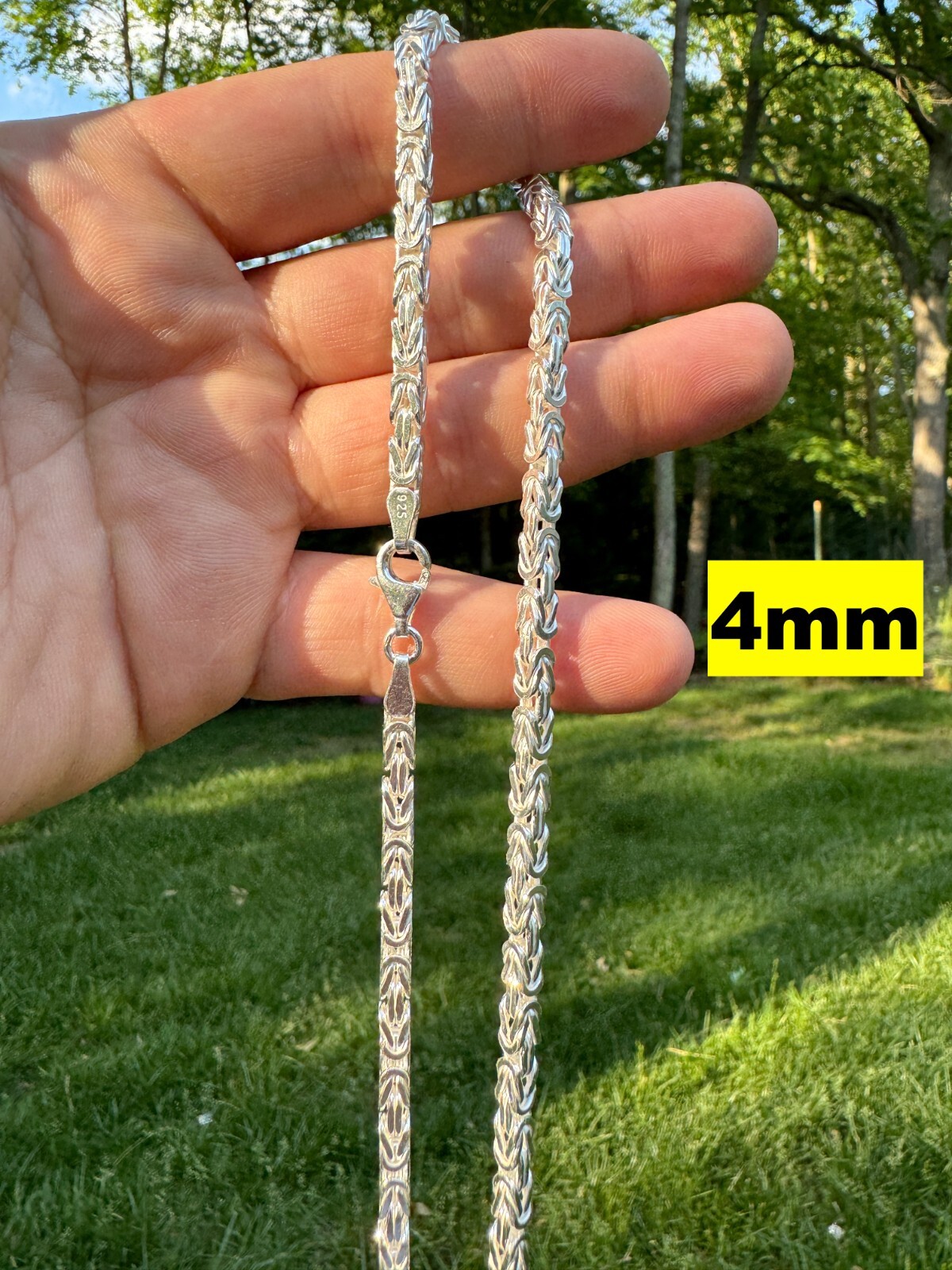 Real Solid 925 Sterling Silver Byzantine Rope Chain Mens Necklace 2.5-6mm 18-30″