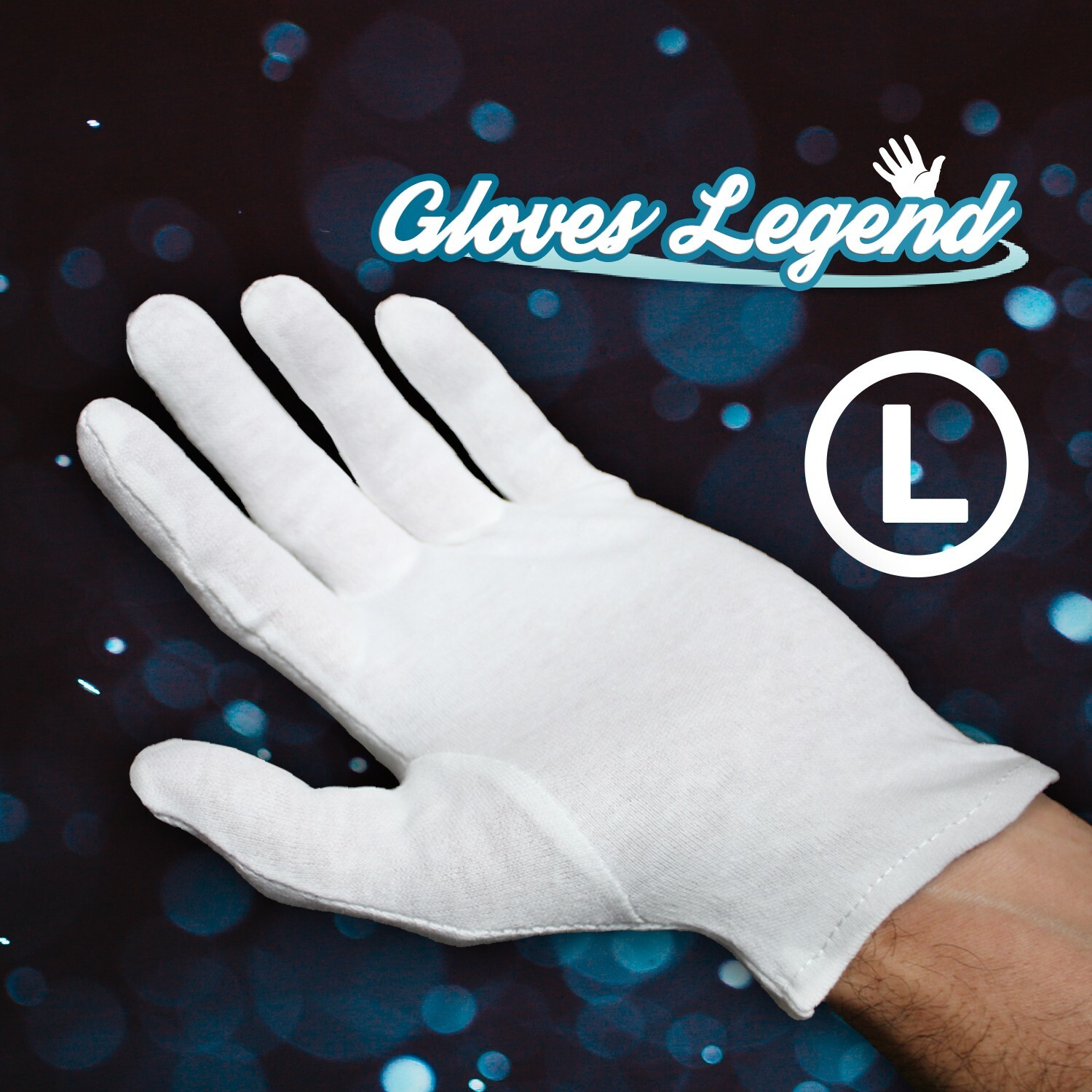 12 Pairs – Size Large – White Cotton Cloth Spa Moisturizing Gloves for Dry Hands
