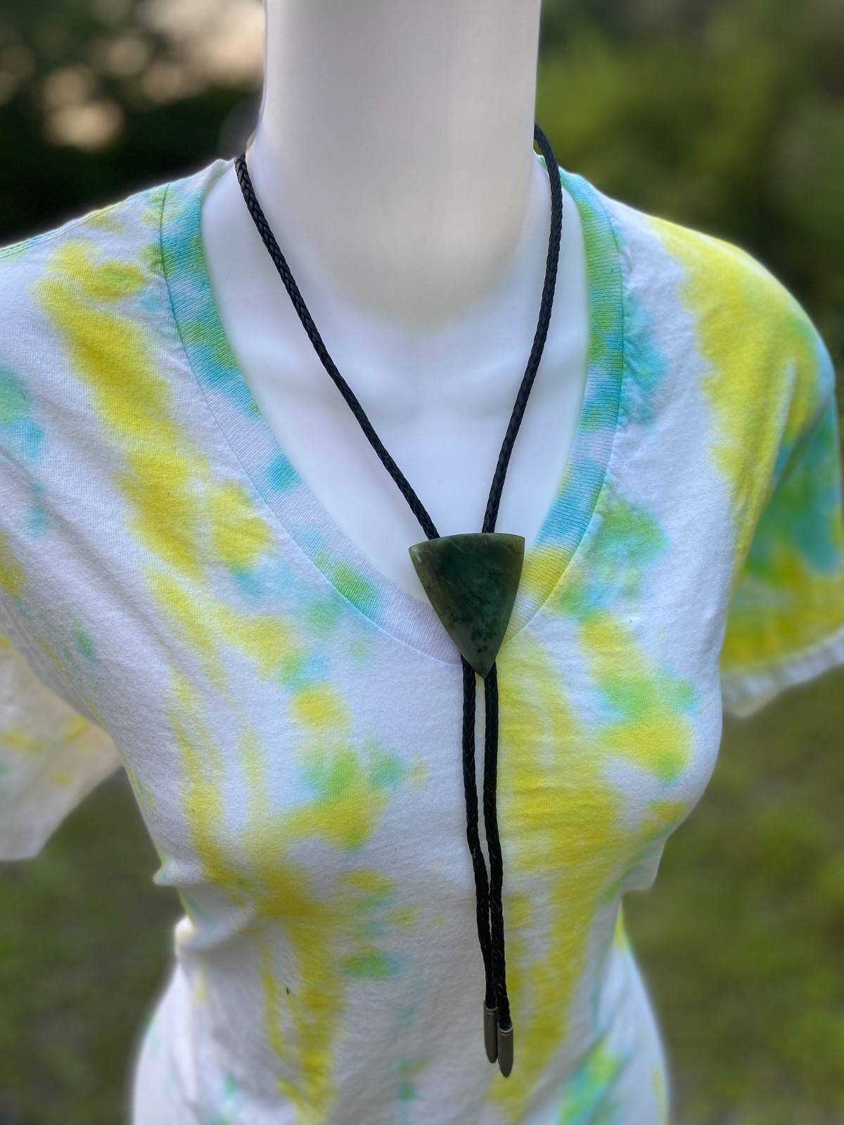 Bolo Tie With Jade and Bennett Style Type Slide Clip