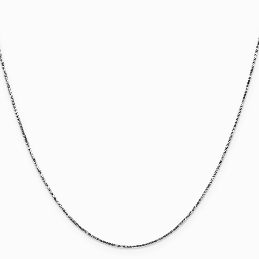 14K White Gold .85mm Diamond-Cut Spiga Chain Necklace 16″-24″