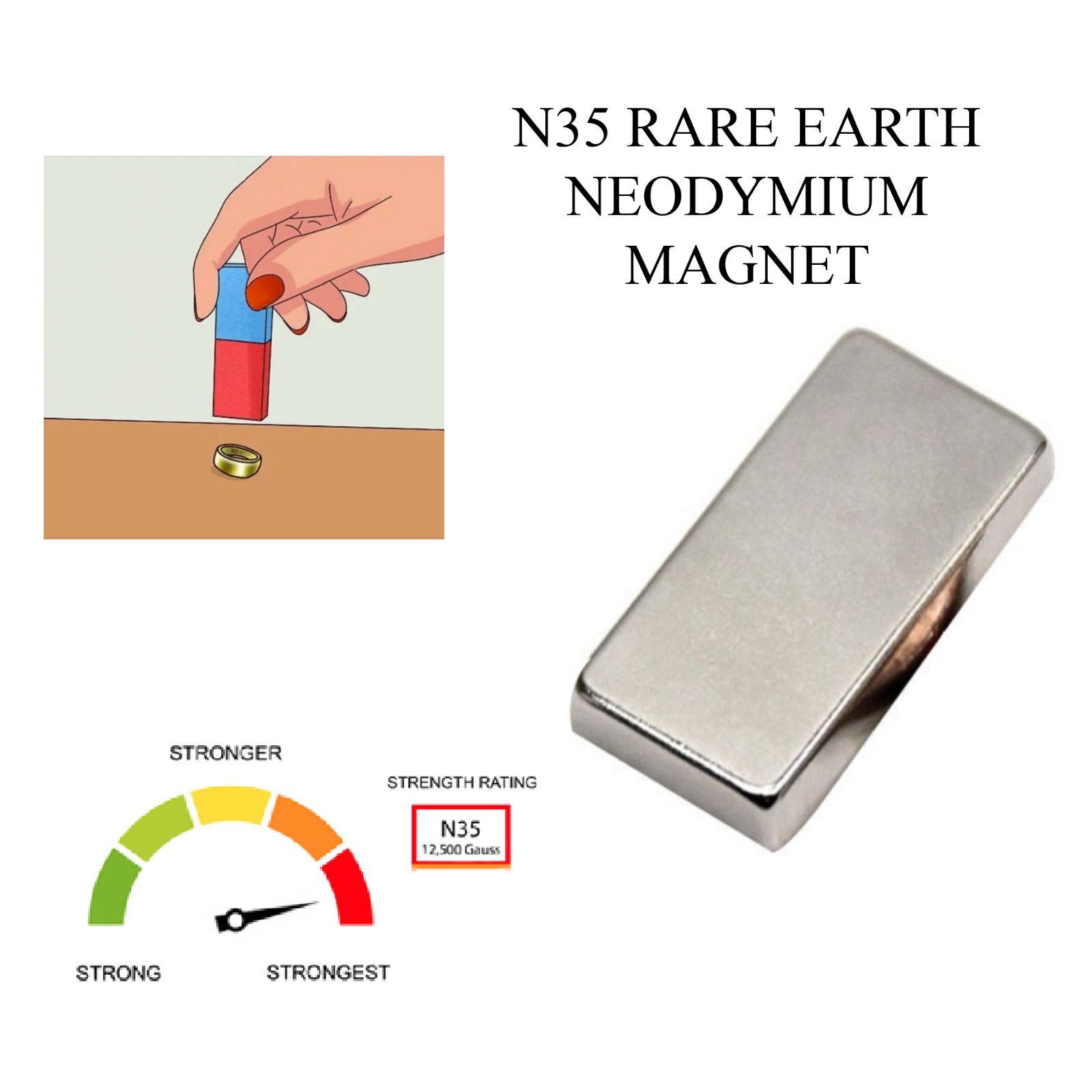 JSP Rare Earth Magnet Neodymium N35 Precious Metals Gold Silver Jewelry Testing