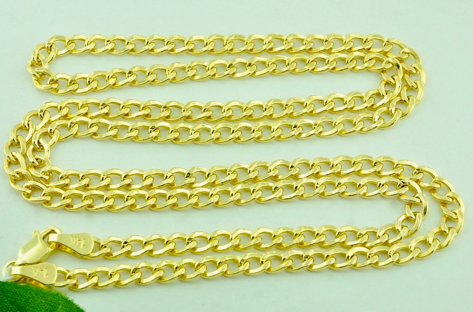 14k Solid Yellow Curb link Chain necklace LOBSTER clasp 16-24 inches 3mm 4.4-7.2
