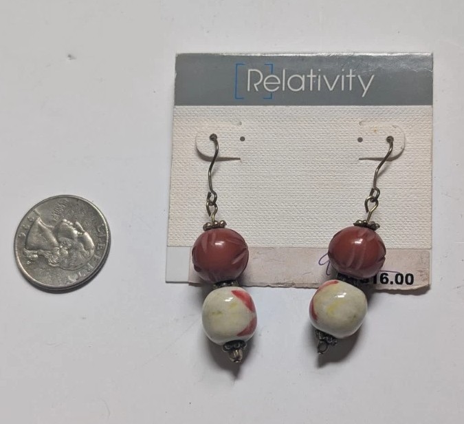 Vintage Relativity Multicolor Beaded Dangle Drop Hook Earrings Very Nice