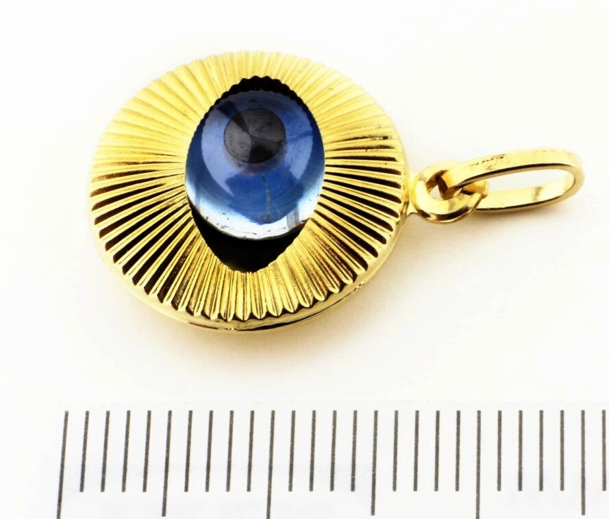 Good Luck Charm Pendant Evil Eye Amulet ALLAH 18kt 750/1000 Yellow Gold Unisex