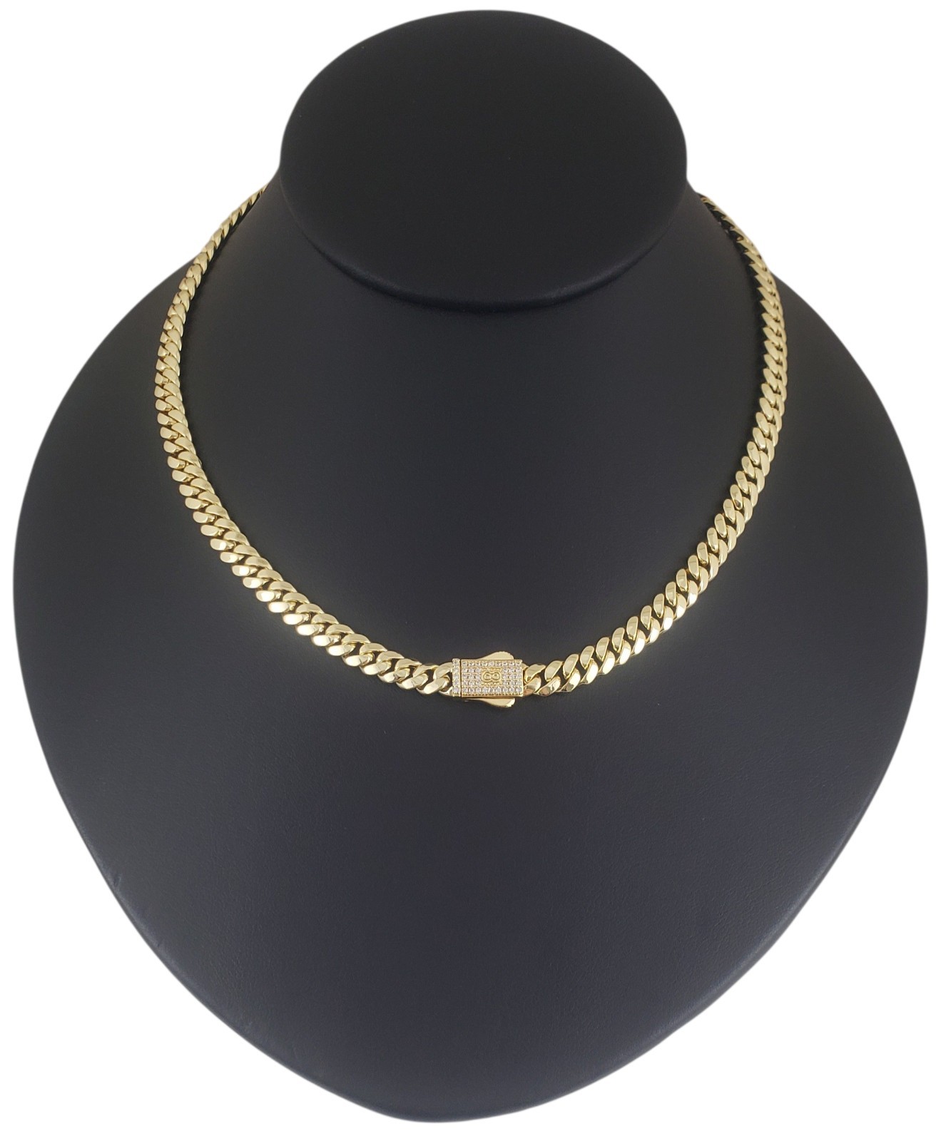 Women 14K Gold Plated Cz Cuban Choker Chain Necklace 18″