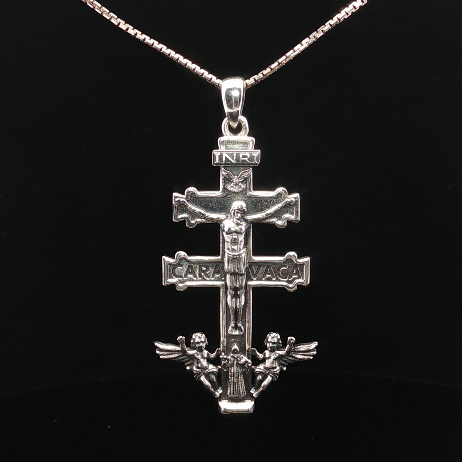 925 Sterling Silver Devotional Caravaca Crucifix Necklace