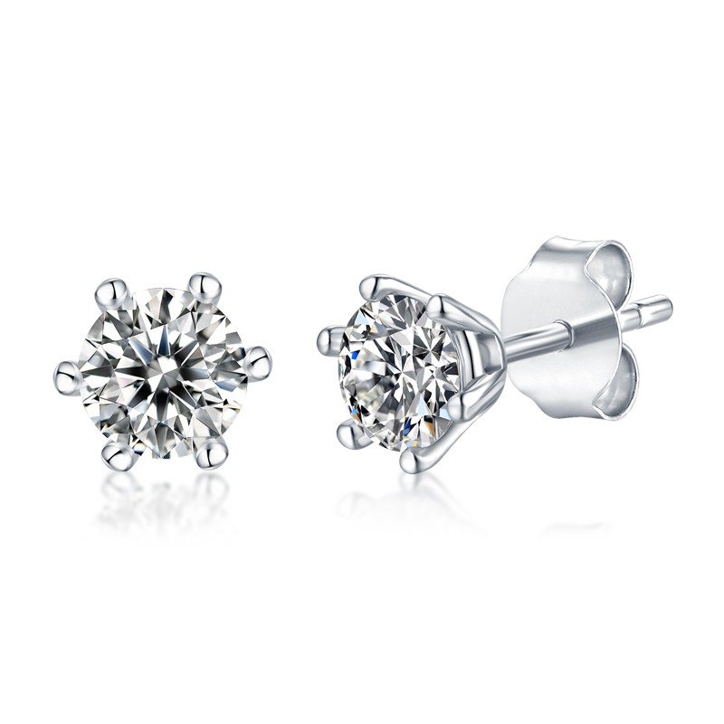 Luxury Moissanite 0.5ct Six‑Prong Stud Earrings – S925 Sterling Silver – Classic