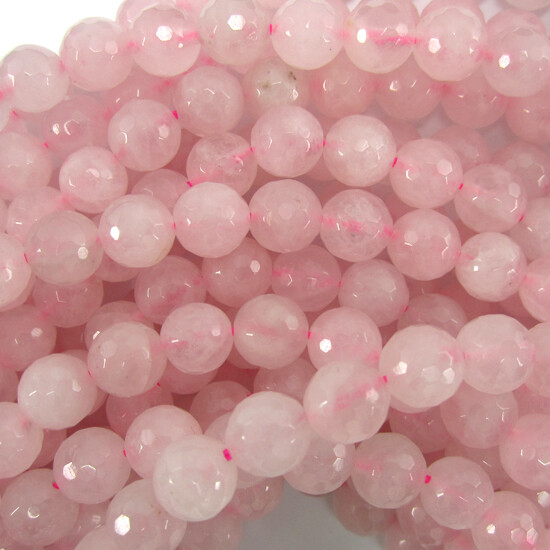 Natural Faceted Pink Rose Quartz Round Beads 15″ Strand 4mm 6mm 8mm 10mm 12mm