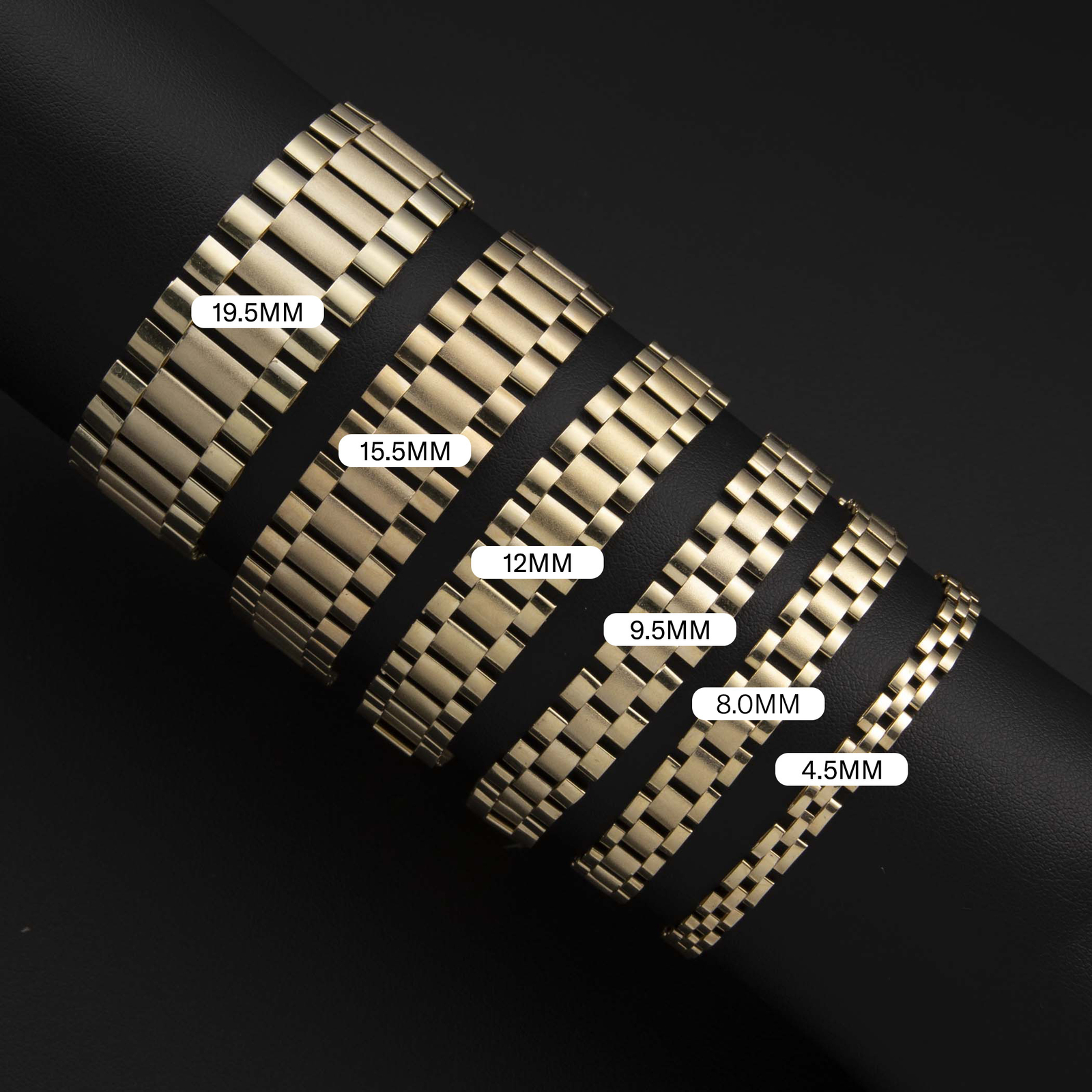 10K Yellow Gold Reversible Rlx Railroad Chain Bracelet All Sizes