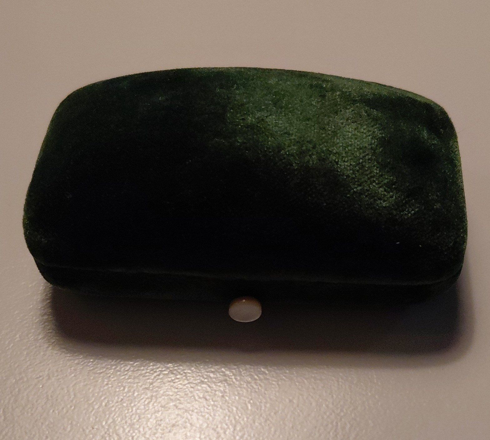 Antique Green Velvet Cufflink Earring Jewelry Box, Satin Lined Gift Case