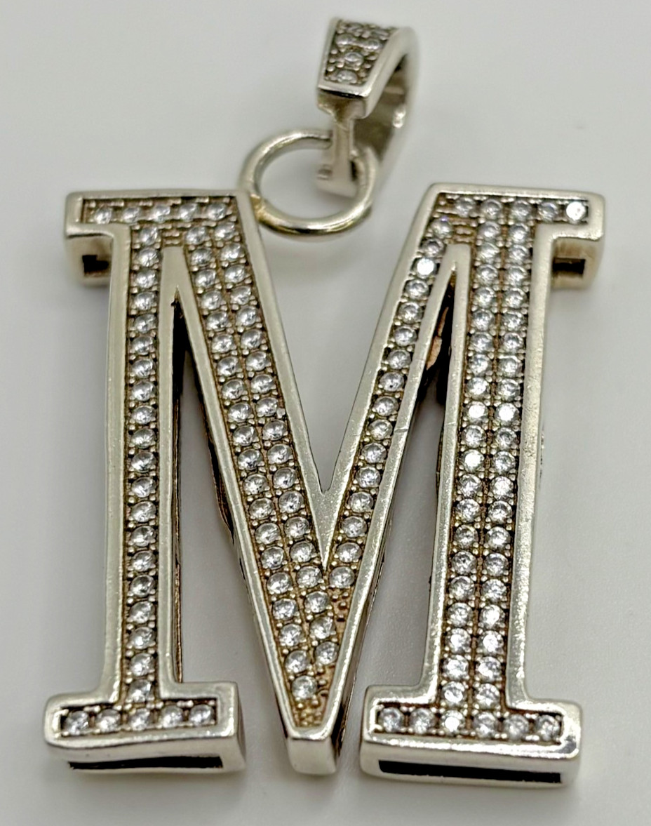 925 silver pendant 12.0grams 32mm cz stones