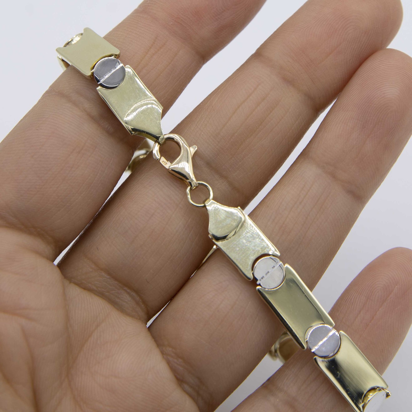 7.5mm Reversible Screw Link Design Bracelet Real 10K Yellow White Gold 7.5″