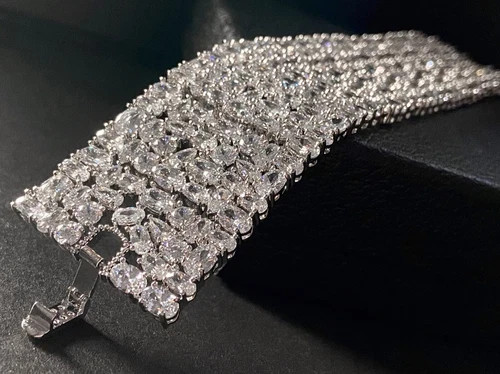 106 CTW Simulated Diamond Bracelet 18k White Gold Plated Elegant Wedding Jewelry