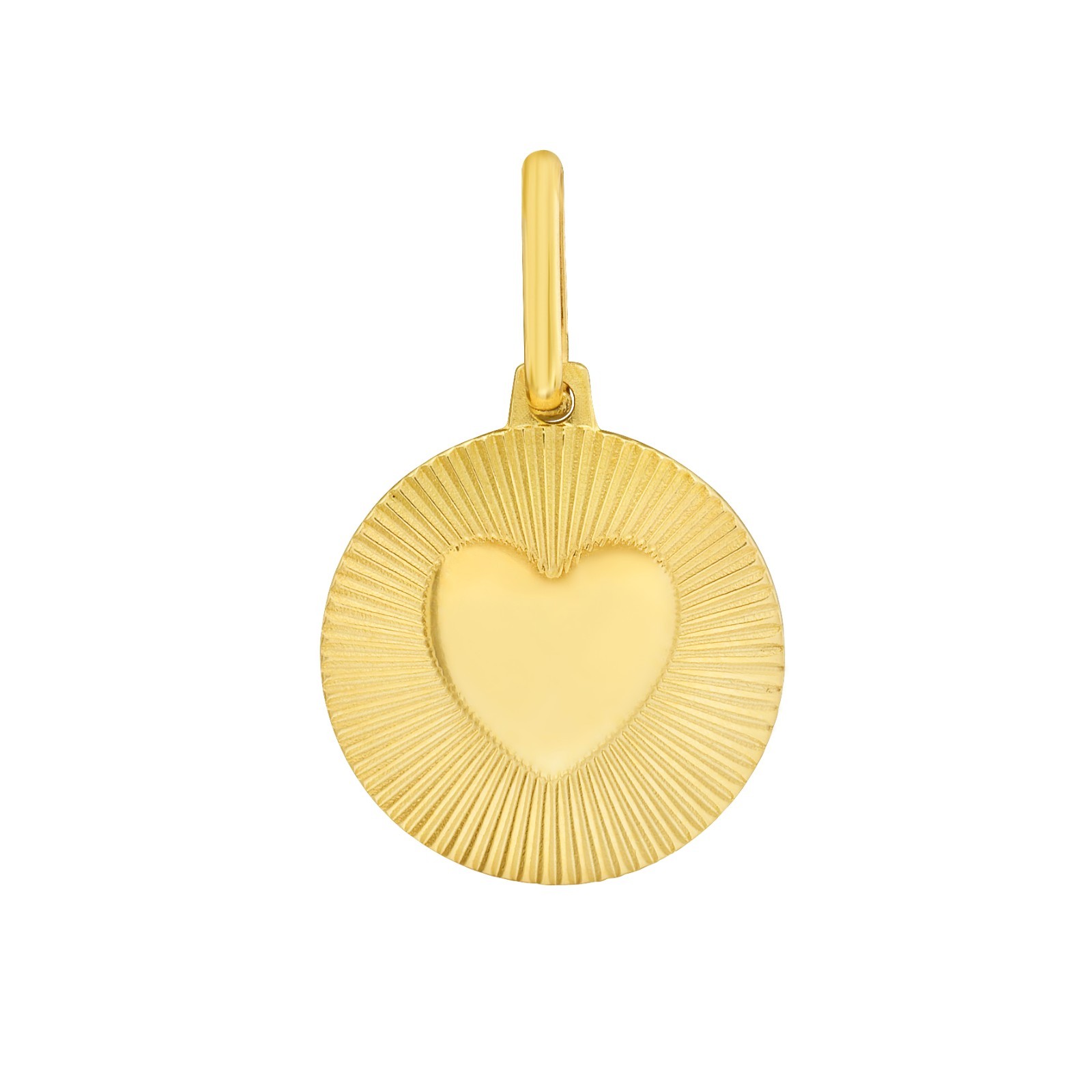 14K Yellow Gold Polished Radiating Heart Charm Pendant 15MM 2 Grams