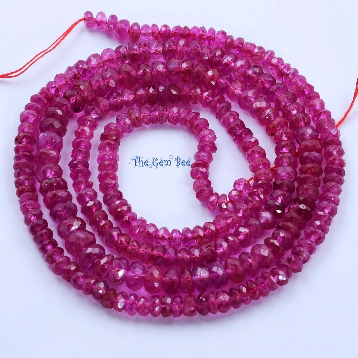 2.2-4.2mm Gem Grade No Heat Fine Burmese Ruby Faceted Rondelle Bead 16.5 inch st