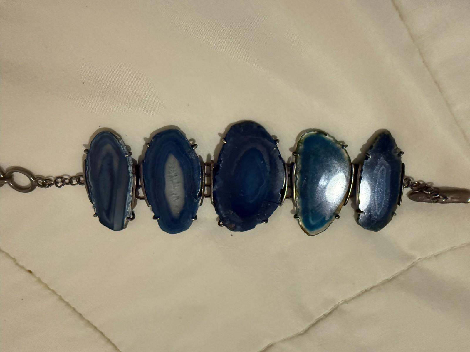 blue agate bracket with sterling mounting