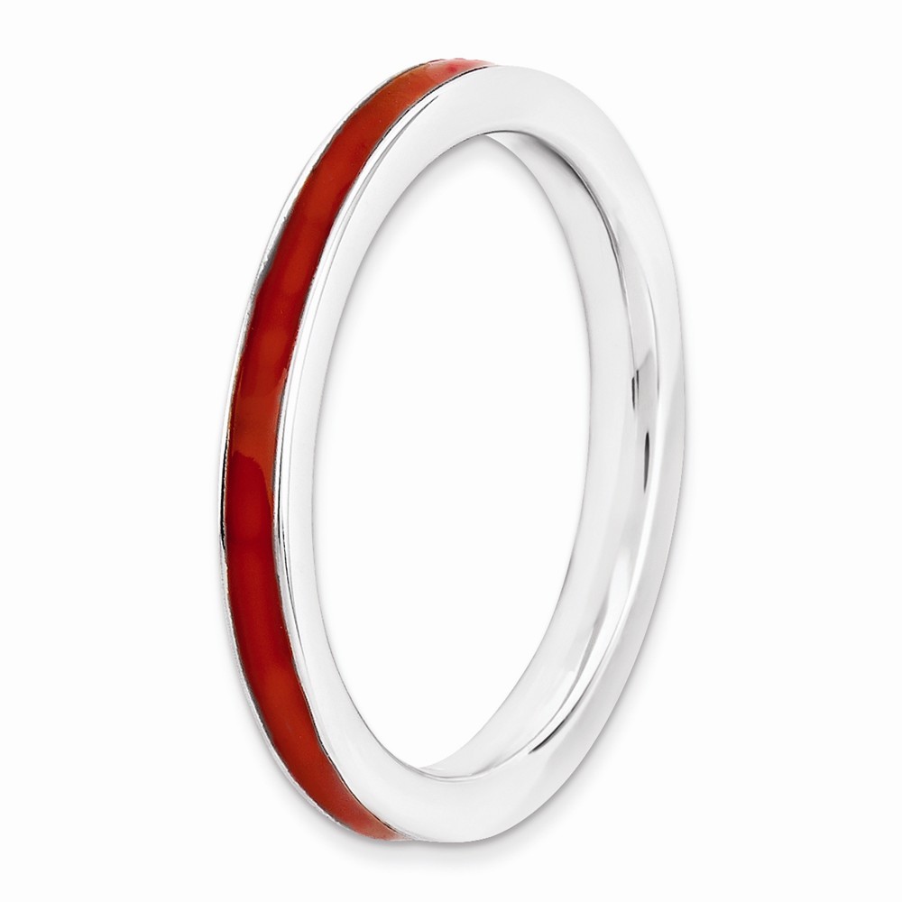Sterling Silver Stackable Expressions Red Enameled 2.25mm Ring Sizes 5 to 10