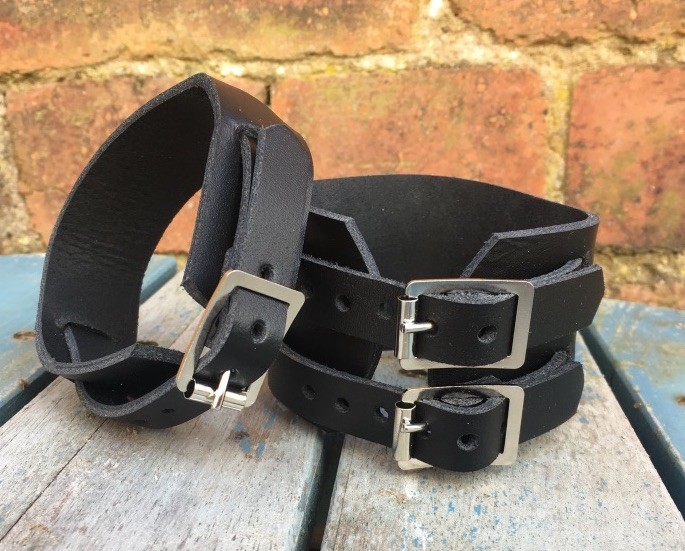 Real Leather Strap Buckle Bracelet Choice of Colours & Widths Hand Made Cuffs