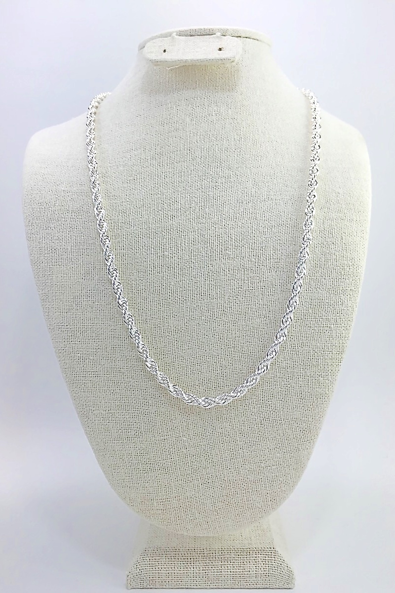 Silver Plated Rope Chain (Brass), 5mm Thick (18, 20, 24, 30, or 36 In)