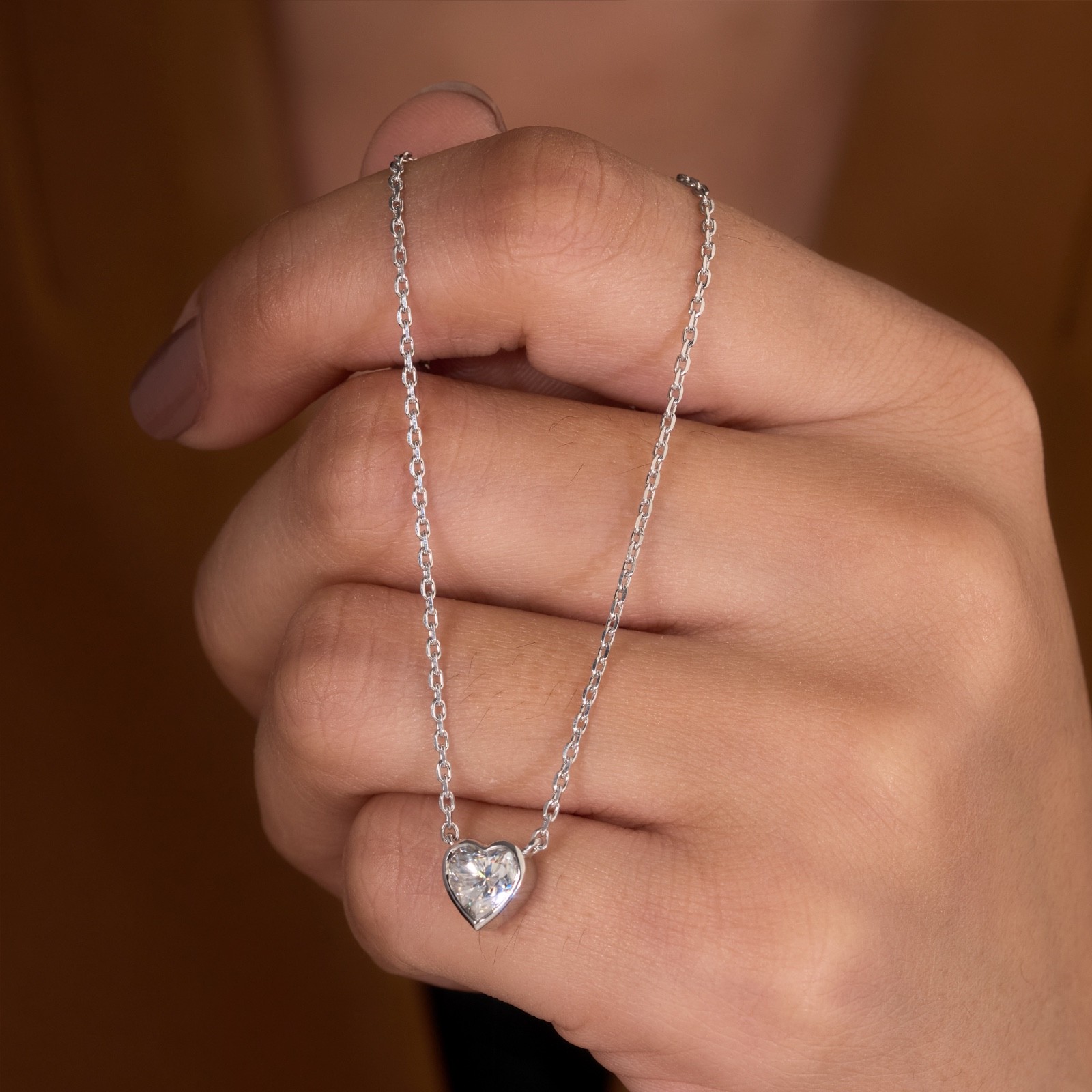 Heart cut Lab grown diamond pendant necklace | 925 sterling silver