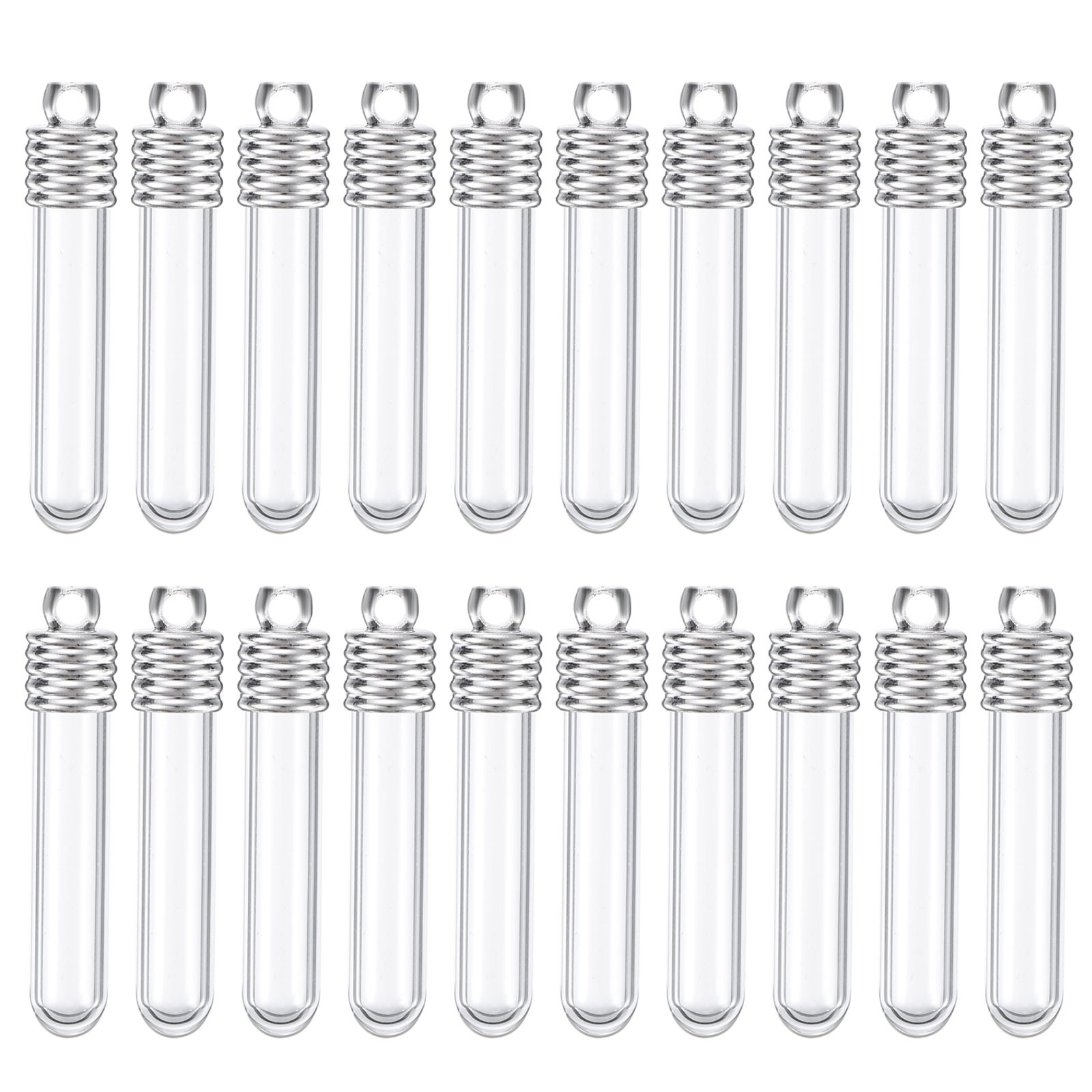 20Pcs Transparent Wishing Bottles 6mm Width for Necklace DIY Pendants Craft