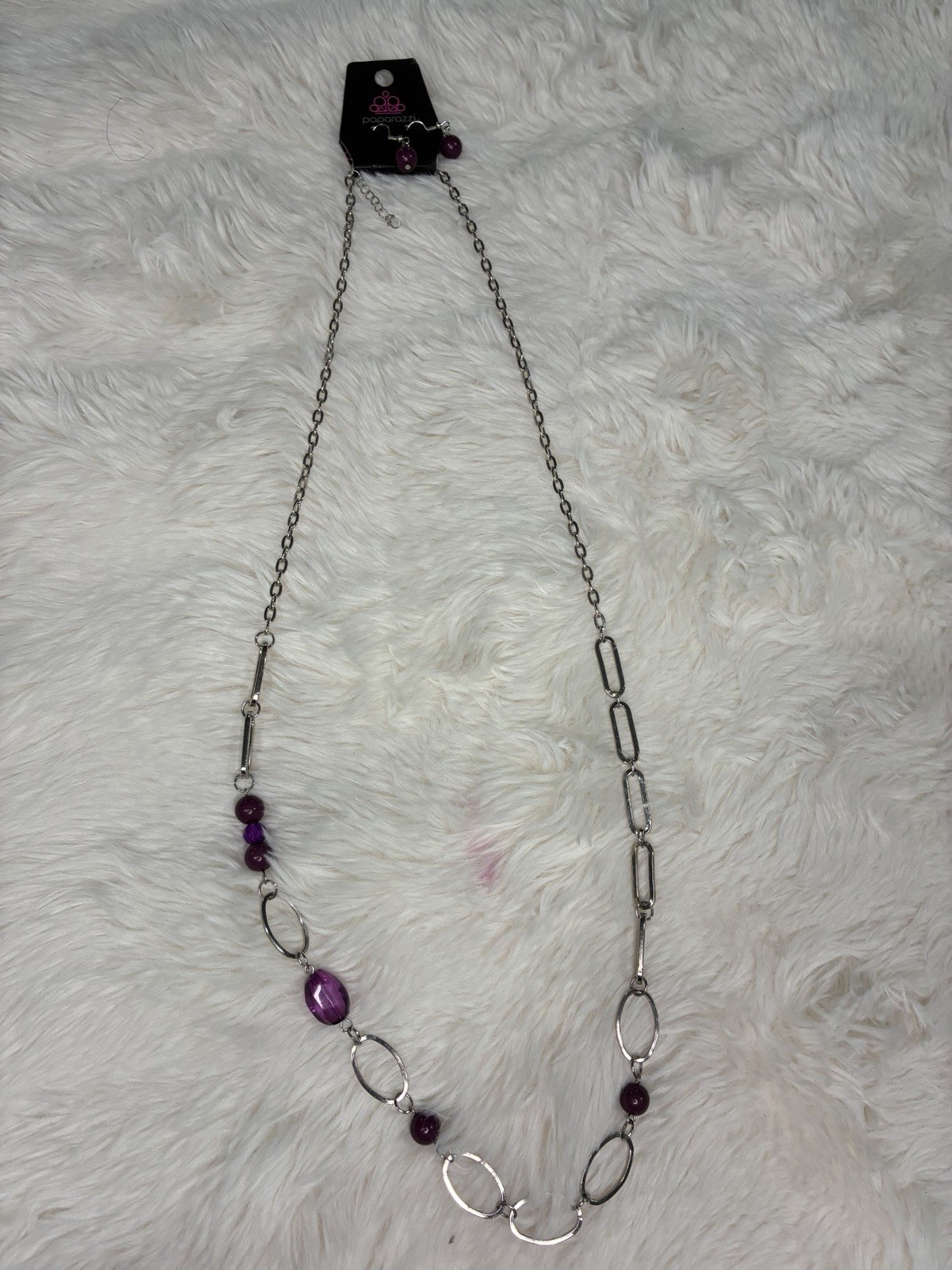 Paparazzi Silver Tone Blue Round Bead Cable Chain Necklace, Lobster, Adjustable