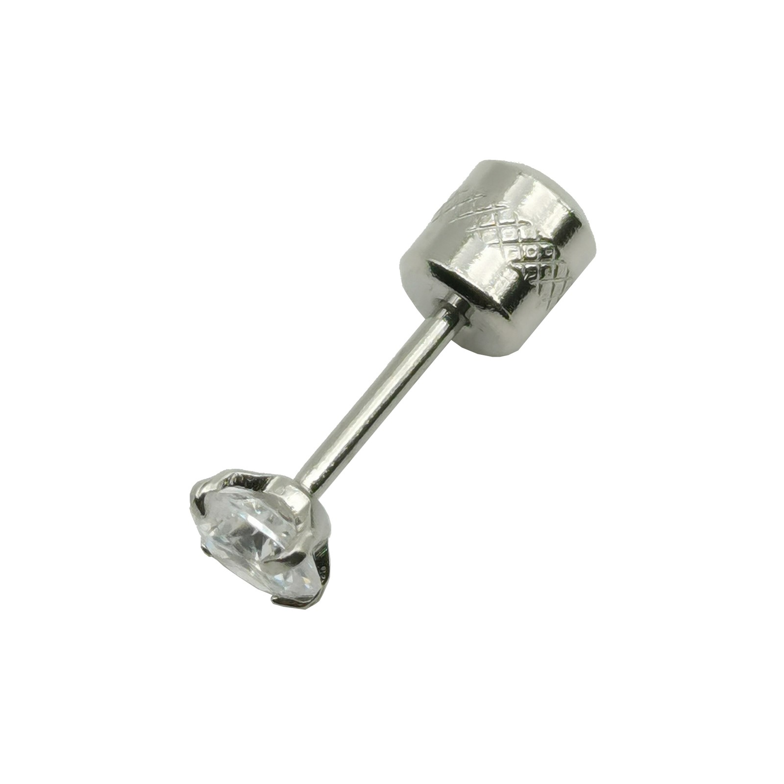 Genuine 18K White Gold Filled 4mm Round Cubic Zirconia CZ Stud Post Earrings