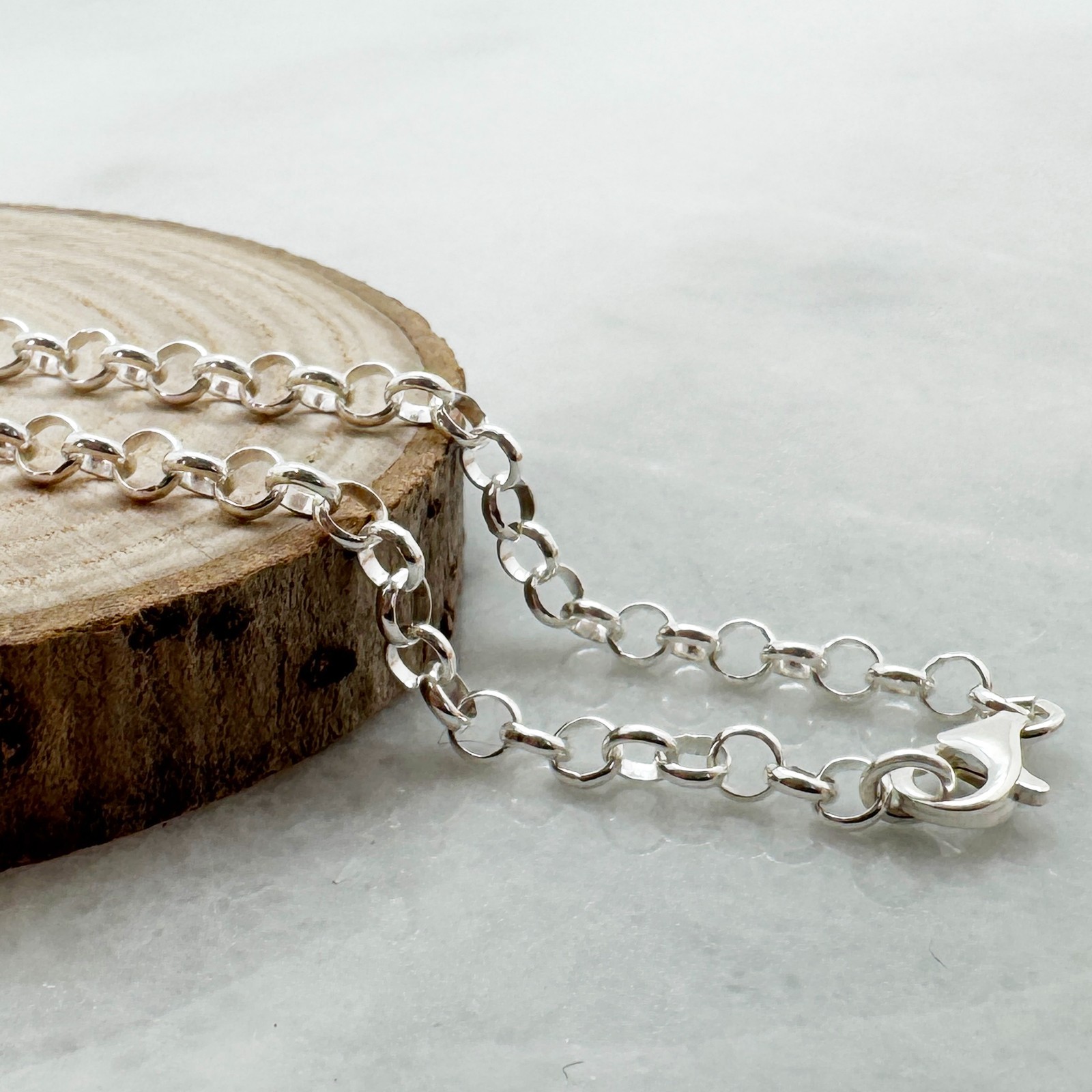 Solid Sterling Silver 3.5mm Rolo Chain- Necklace, Bracelet , Anklet – All Sizes