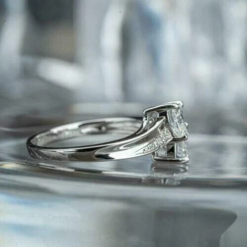 2.00Ct Heart Cut Lab Created Moissanite Engagement Ring 14K White Gold Plated