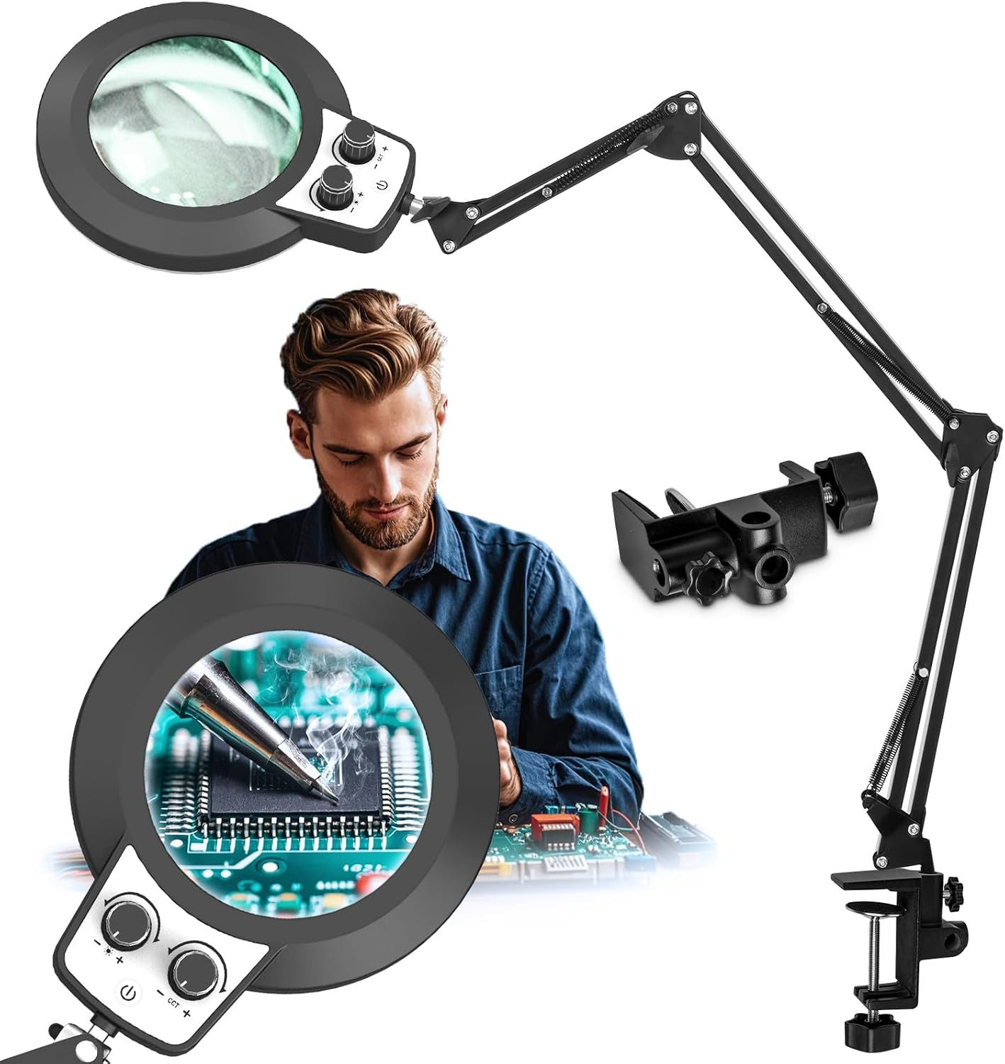 12X Extra Long Magnifying Glass with Light, Upgrade Infinite Color and Brightnes