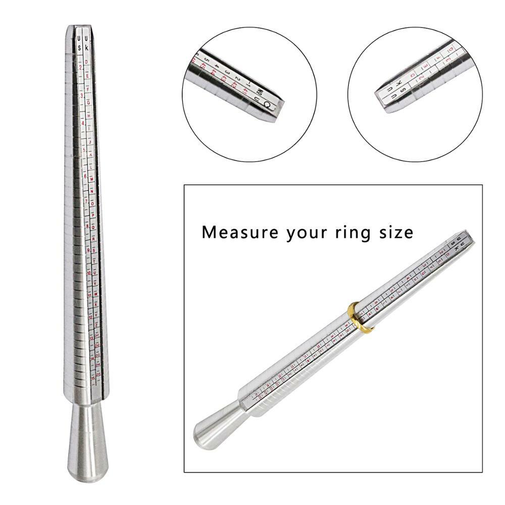Metal Ring Sizer Guage Mandrel Finger Sizing Measure Stick Standard Jewelry Tool