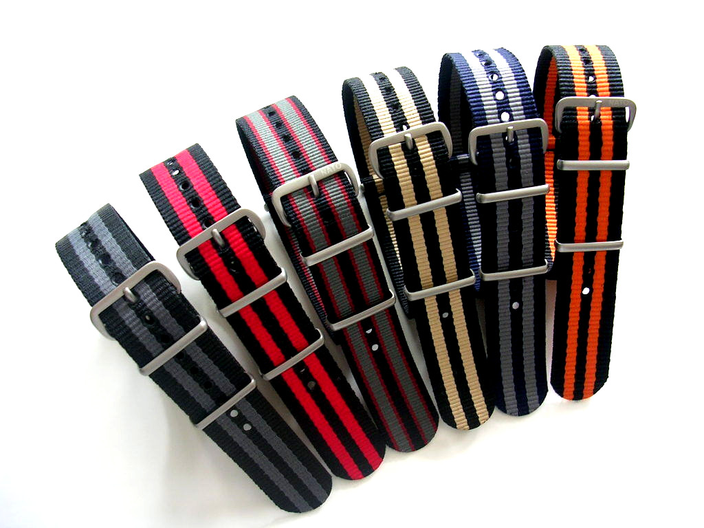 22mm Bond stripe NATO G10 Ballistic nylon watchband RAF strap IW SUISSE 18 20 24