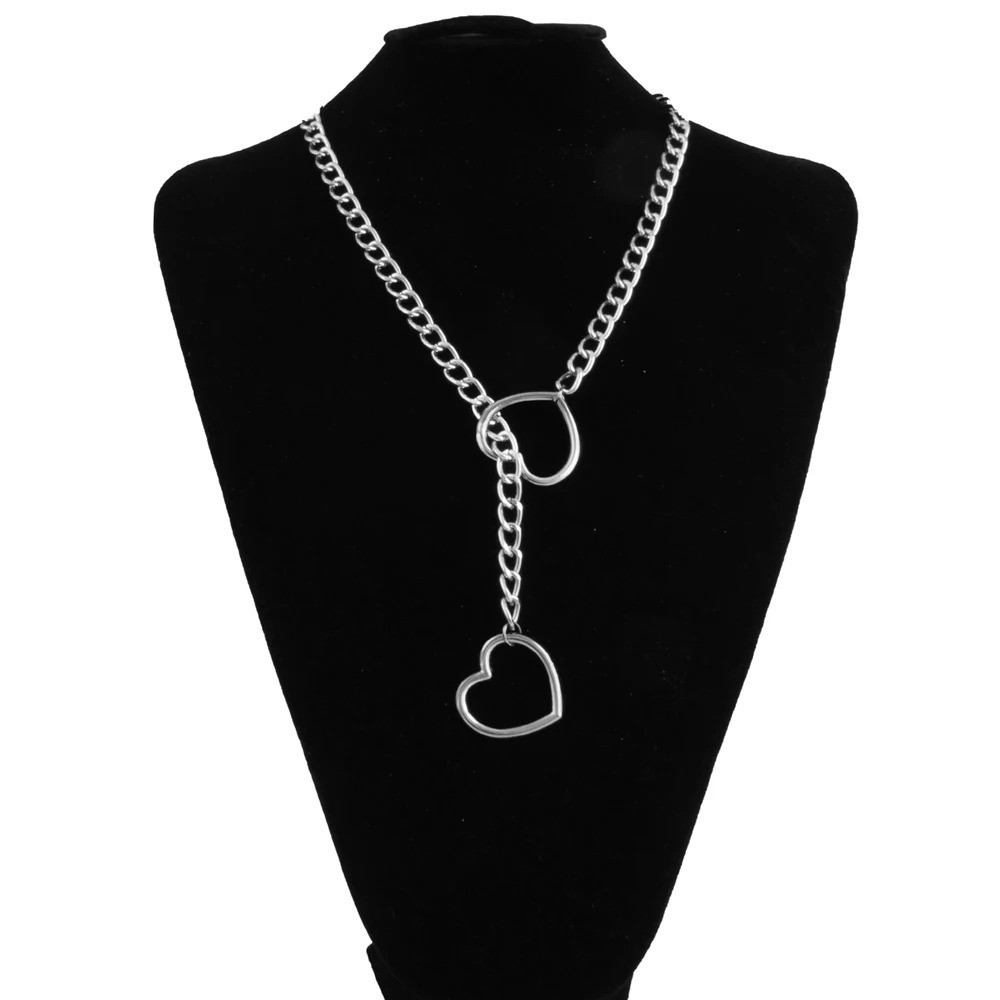 Mens Heart Love Necklace Women Leash Choker Necklace Bondage Chain BDSM Gear Toy