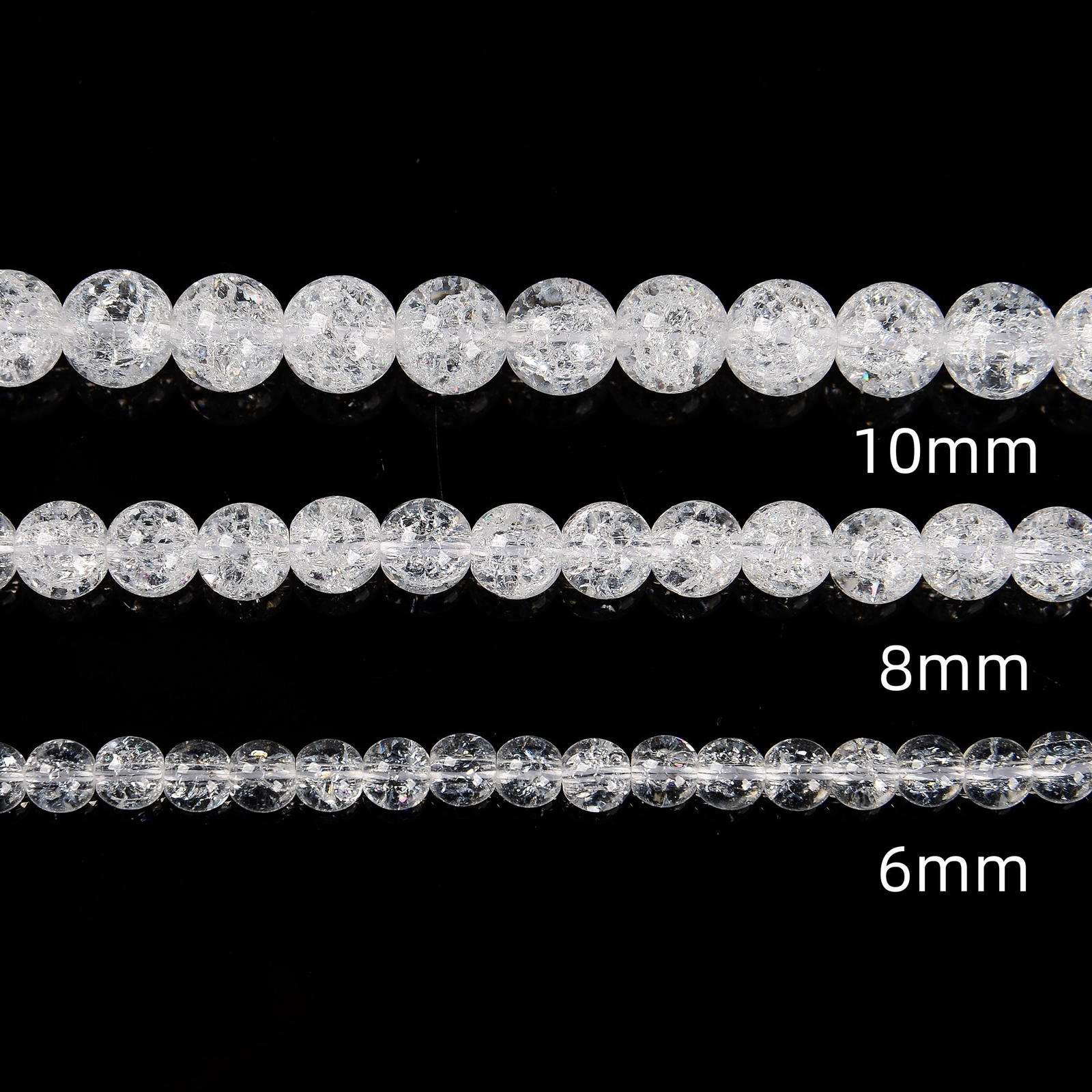 Clear Crackle Quartz Smooth Round Beads Size 6mm 8mm 10mm 12mm 15.5″ Strand