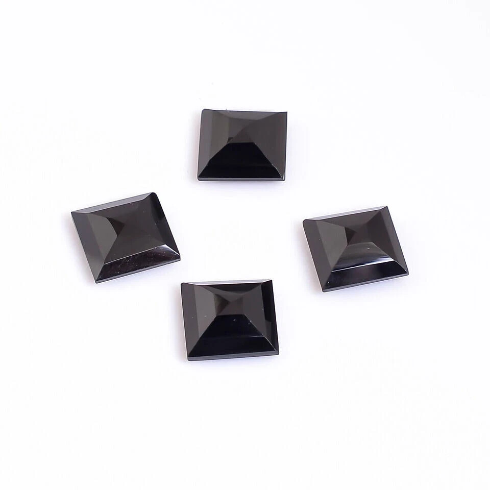 AAA+ Natural Top Quality Black Onyx Faceted Square Shape Loose Gemstone