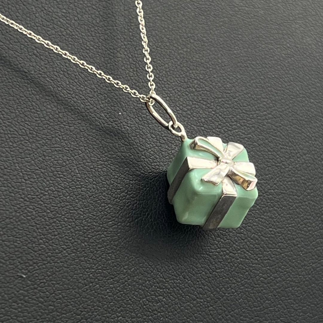 Tiffany & Co. Blue Box Necklace Silver 925 Enamel Women Pre-Owned Rare Tiffany B