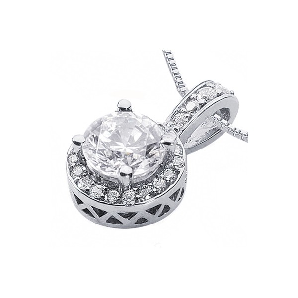 1.35ct tw I/SI1 Round Cut Earth Mined Certified Diamonds 18K Gold Halo Pendant