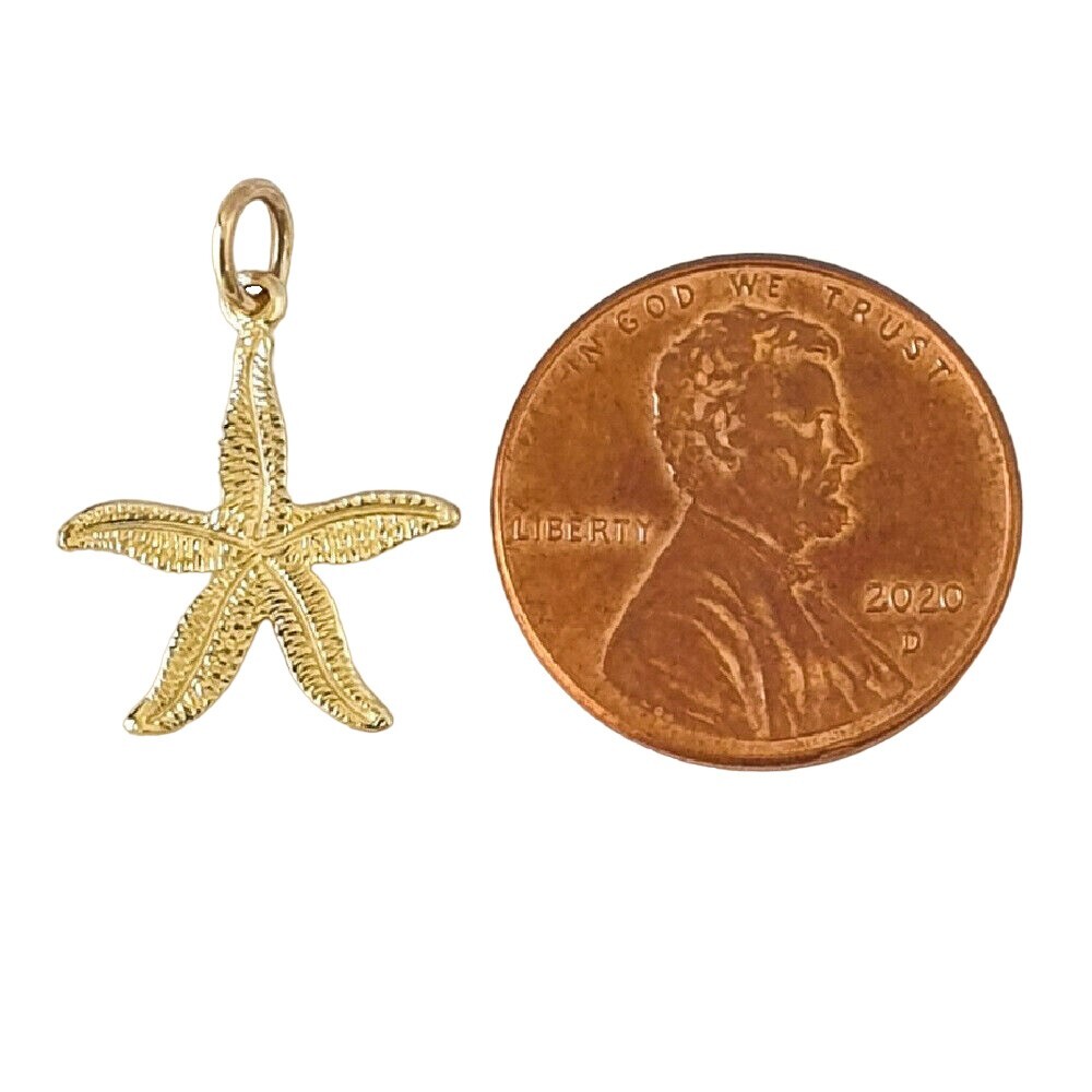 14k Yellow Gold Small Starfish Charm / Pendant, Made in USA