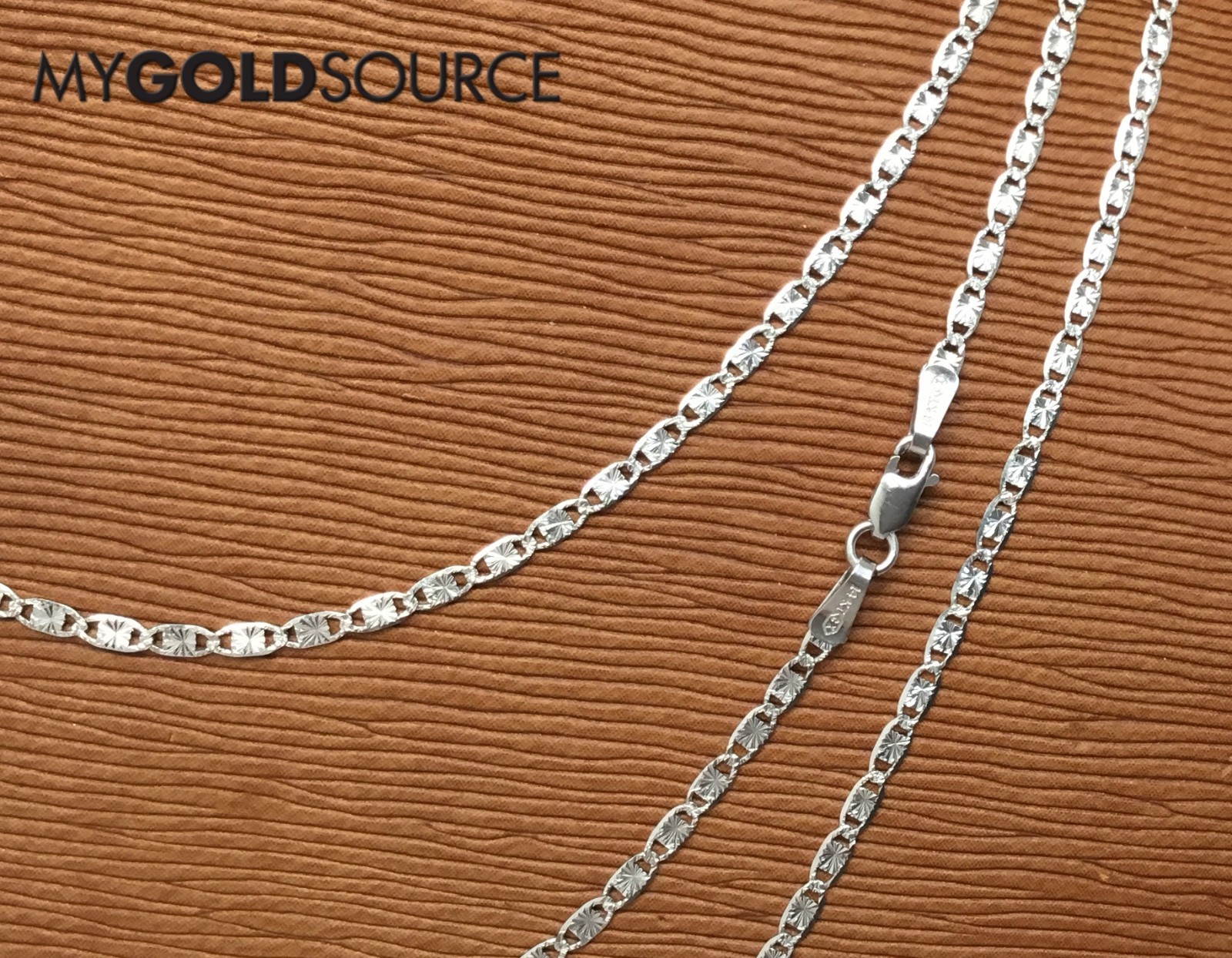 14k Gold Necklace Solid White Gold Valentino Chain 16/18/20 Inches 2.0 MM