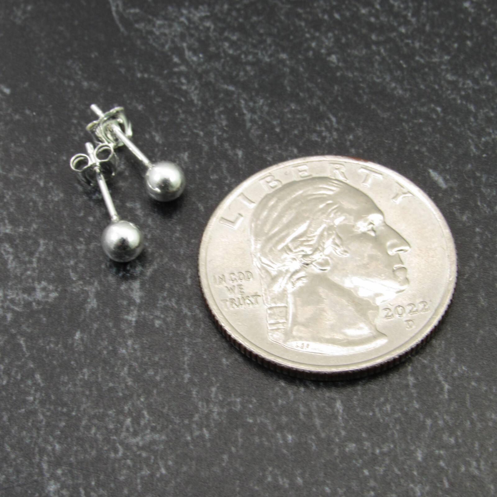 Solid 925 Sterling Silver Round Ball Stud Earrings with Butterfly Pushback Clasp