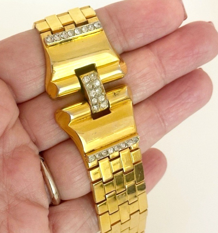 Vintage Alfred Philippe Crown Trifari Park Avenue Gold Tone Bracelet 40s
