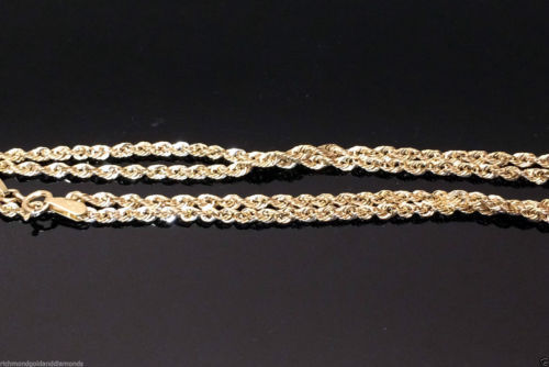 14k Yellow Gold Necklace Rope Chain 1.5mm 2mm 3mm 4mm 5mm Mens Womens