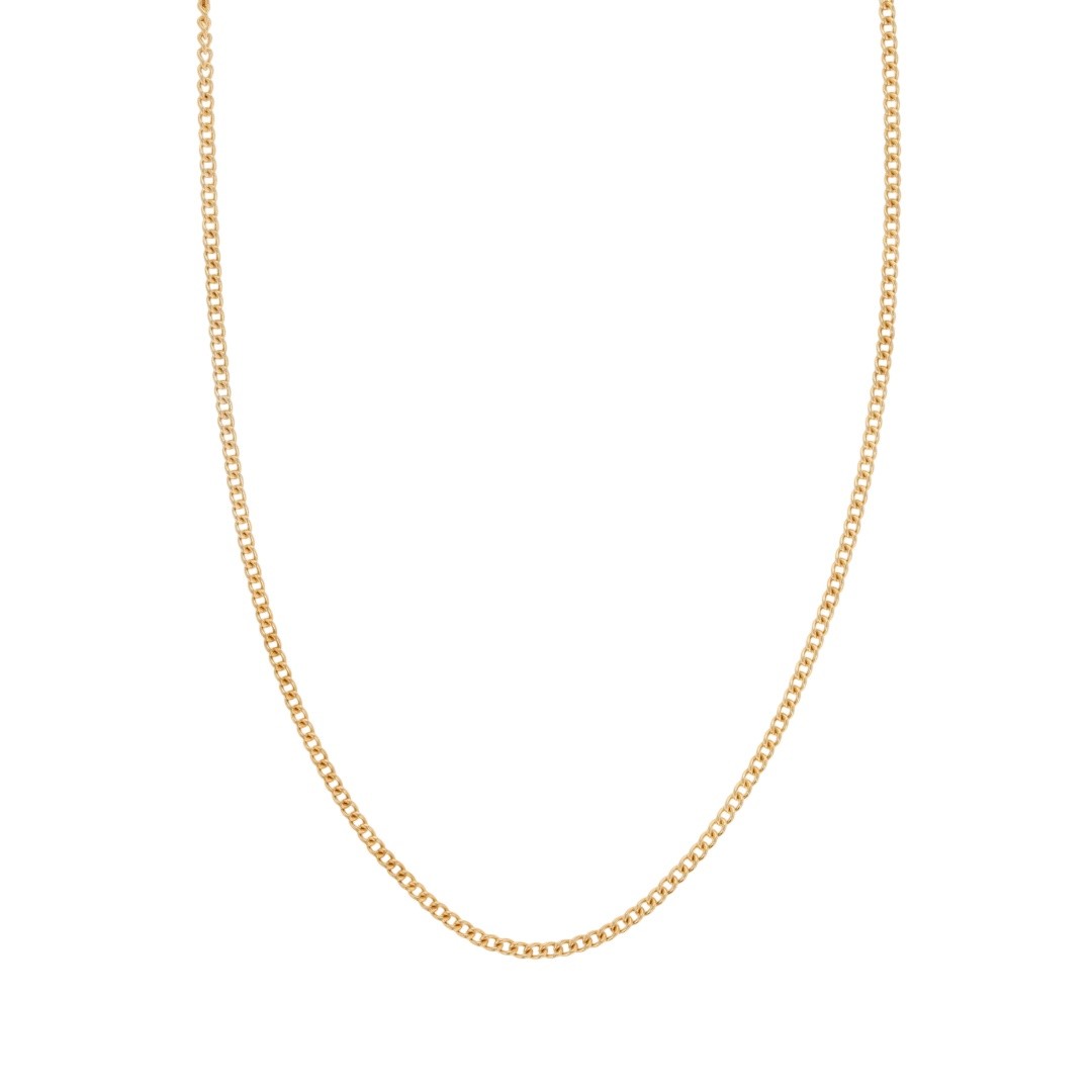 1mm Curb Link Chain 16″ Necklace 18k Yellow Gold 1.98 Grams