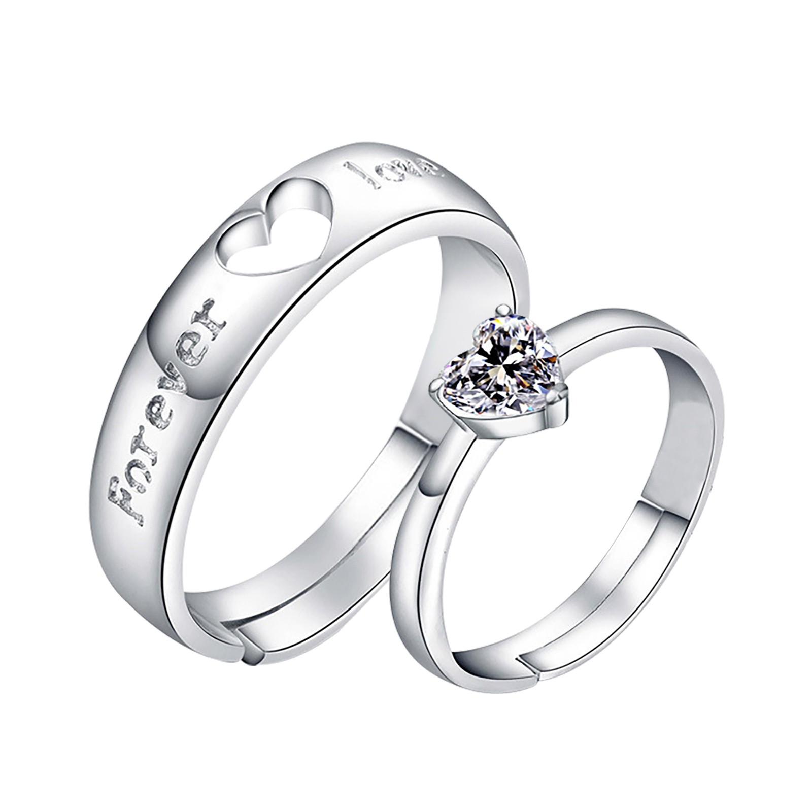 Eternal Love Commitment Couple Rings Stainless Steel Adjustable Valentine’s Day