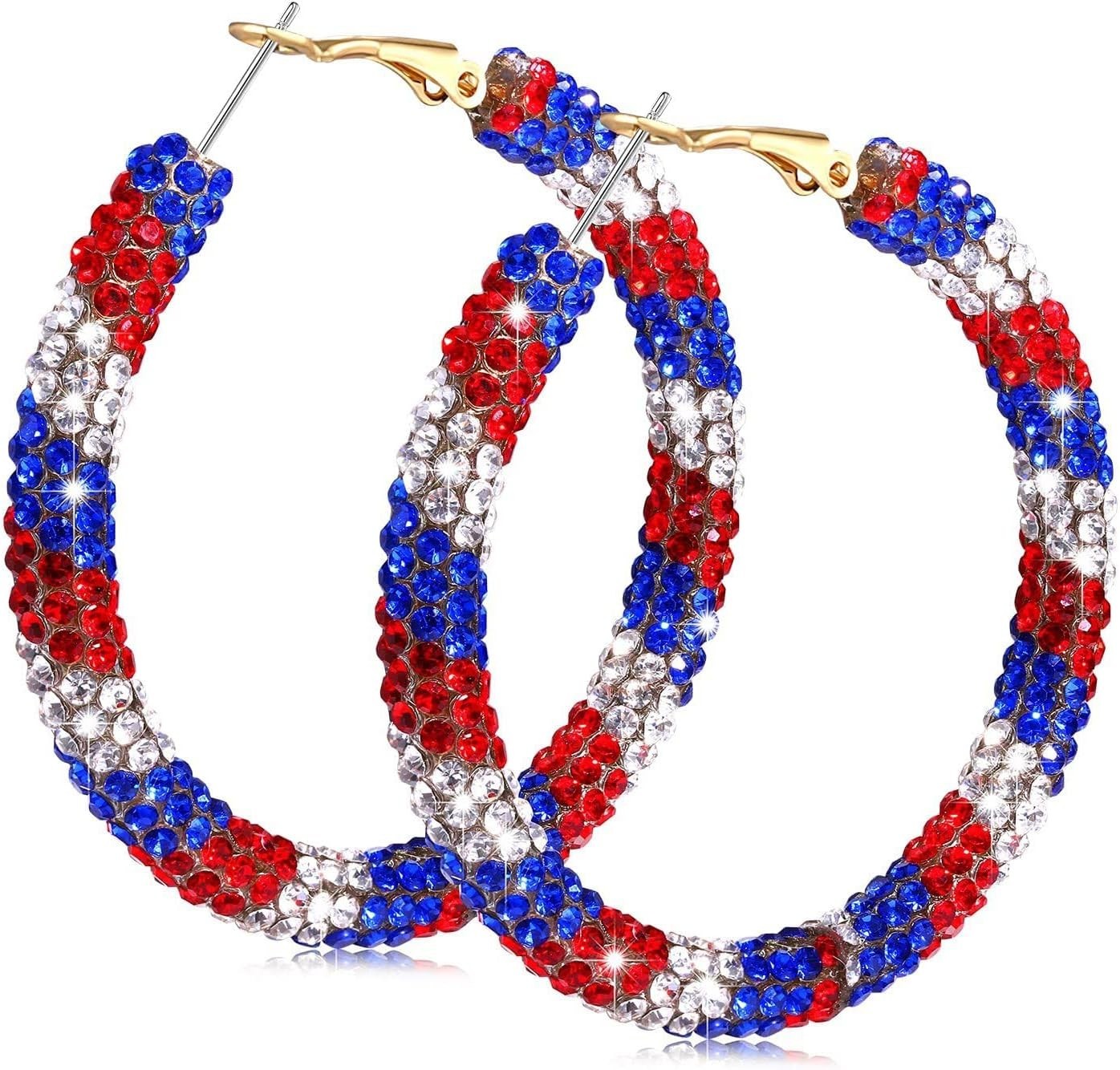 Charming Patriotic Hoop Earrings – Lightweight & Comfortable for Holiday Wear