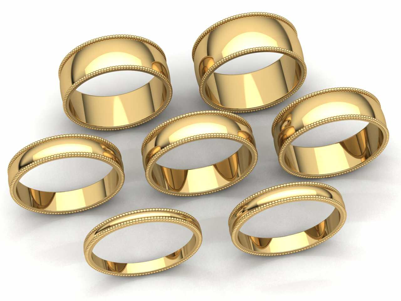 Domed Milgrain Band Ring Mens Womens 2mm 3mm 4mm 5mm 6mm 7mm 8mm Solid 10k Gold