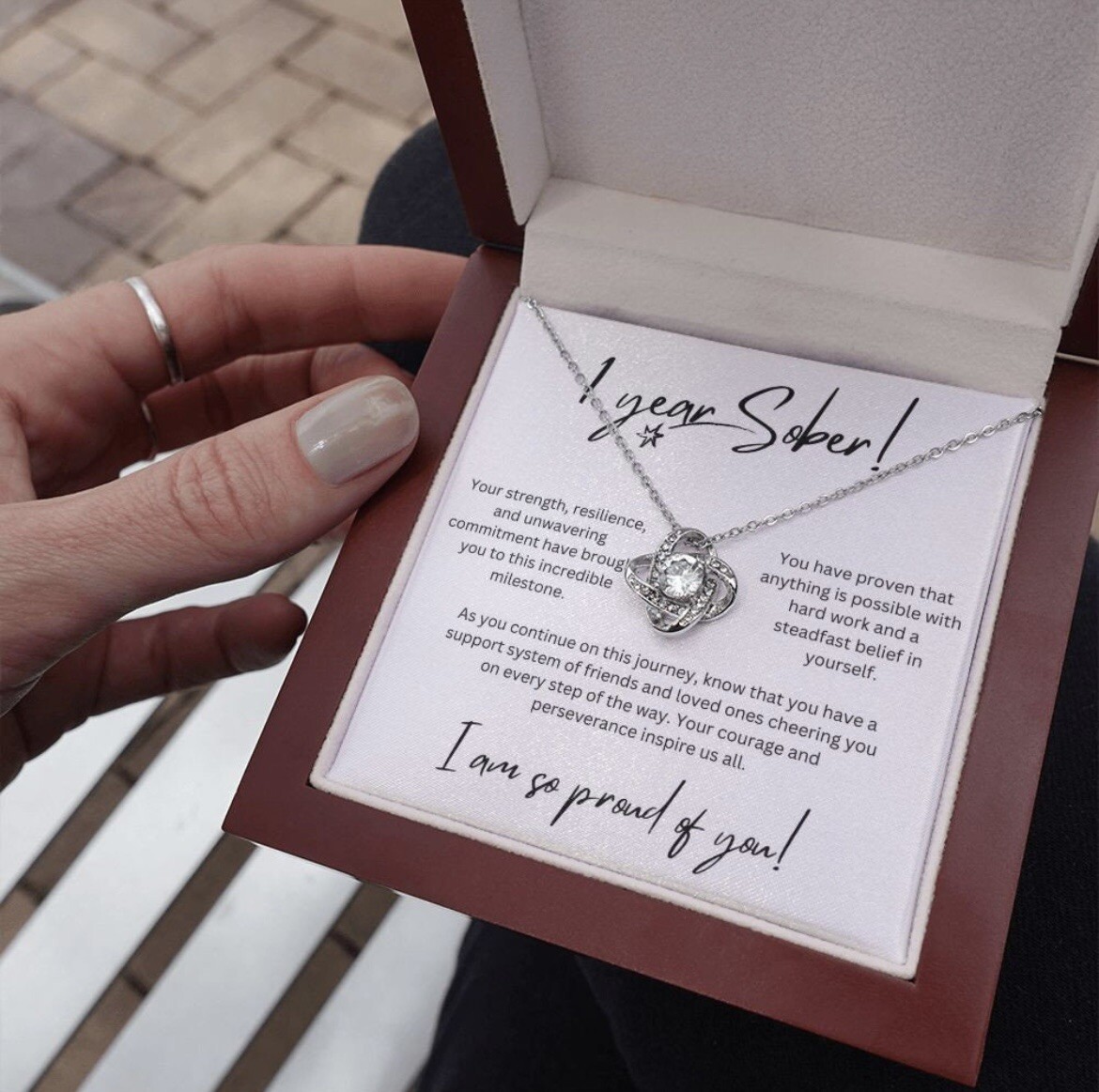 1 Year Sobriety Necklace Gift Milestone Sober Anniversary Heartfelt Message