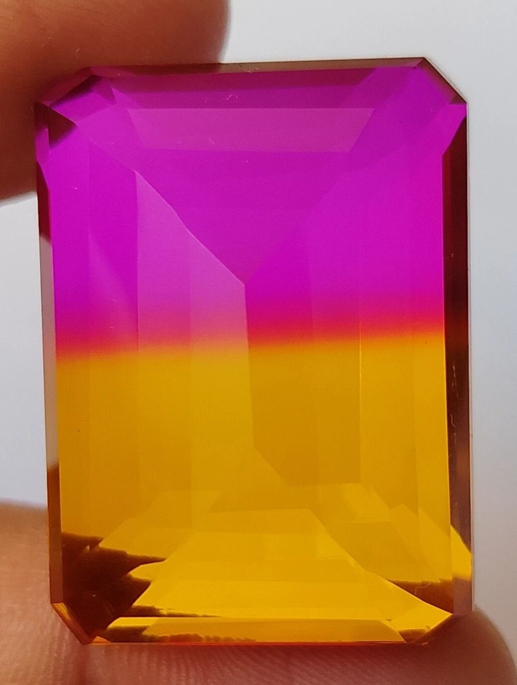 Emerald Cut Shining 100+ Ct Bi-Colour Ametrine EGL Certified Loose Gemstone